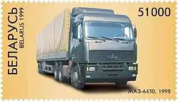 Ein MAZ-6430A8 auf einer weißrussischen Briefmarke