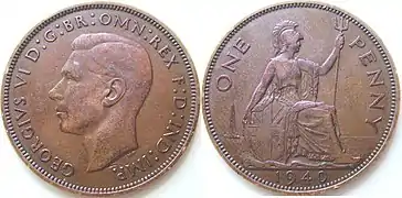 1 Penny 1940King George VI