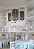 Innenraum der Bergkirche Seiffen mit Poppe Orgel (1873)