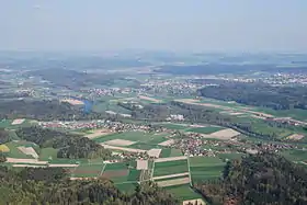 Bannwil, fotografiert aus einem Ballon am 16. April 2011