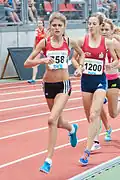 DM 2015, 1500-m-Finale, (Bronze) hinter der „ewigen“ Konkurrentin Konstanze Klosterhalfen (Vizemeisterin)