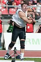 Der deutsche Weltmeister von 2011 und 2013 David Storl musste sich hier mit Platz zehn begnügen