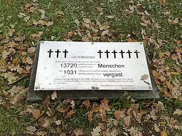 Bodenplatte zur Erläuterung der Gedenkspur