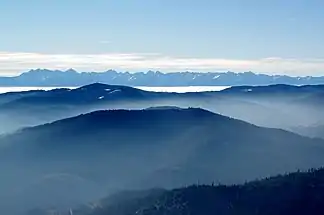 Blick von der Mogielica mit Tatra im Hintergrund