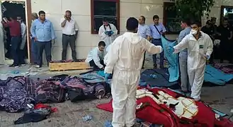 Forensische Experten nach dem Anschlag am Tatort in Suruç.