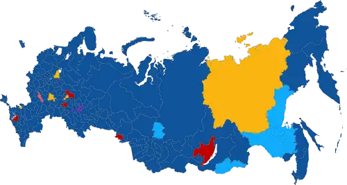 In den 225 Wahlkreisen gewählte Abgeordnete:﻿Einiges Russland﻿LDPR﻿KPRF﻿Gerechtes Russland﻿Rodina﻿Bürgerplattform﻿Unabhängige