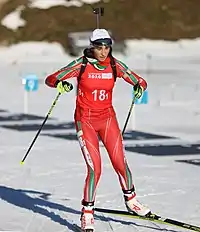 Walentina Dimitrowa beim Single-Mixed-Teamstaffel-Wettbewerb