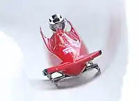 Loreta Beķerniece beim Monobob-Wettbewerb