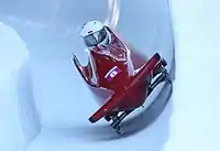Oskar Langowski beim Monobob-Wettbewerb