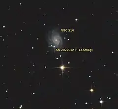 Die Supernova 2020uxz in der Galaxie NGC 514 (am 6. November 2020).