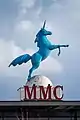 Einhorn auf dem Dach der Studios der Magic Media Company in Köln-Ossendorf