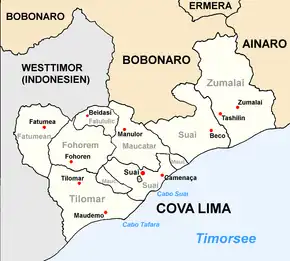 Orte in Cova Lima (Grenzen seit 2019)