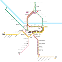 Liniennetzplan des Straßenbahnnetzes Heidelberg, mit Umleitungen.