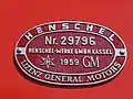 Henschel-GM Fabriksschild der 2050.09.