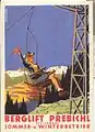 Plakat von ungefähr 1950 für den Polsterlift
