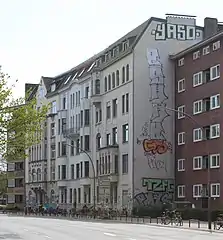 Zurückgesetzte Baulinie für autogerechte Stadt,Hamburg-Eimsbüttel