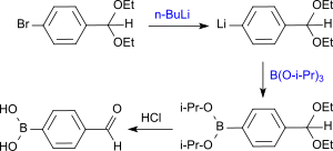 4-Formylphenylboronsäure mit n-Butyllithium