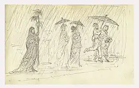Menschen im Regen
