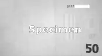 Rückseite bei 1000 nm: Bis auf die 50 unten rechts und die Seriennummer oben rechts sind alle Farben verschwunden. Die Wasserzeichen sind gut erkennbar.