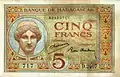 Banknote zu 5 Fmg, ausgegeben zwischen 1926 und 1949