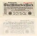5 Milliarden Mark (20. Oktober 1923)