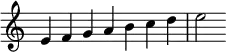{
\override Score.TimeSignature #'stencil = ##f
\relative c' {
\clef treble \time 7/4
e4 f g a b c d e2
} }