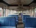 Das Innere eines in der Mitte der 1980er-Jahre renovierten Zweite-Klasse-Abteils, mit Network-SouthEast-Teppichboden.