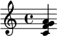  \relative c' { <c f g a> } 