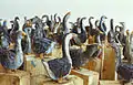 Gänse (#794) 55 Teile, Holz, farbig gefasst, Höhe ca. 65 cm, 2006