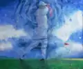 Peter Wirth, Acryl auf Nessel, Golfer im Original 100 × 120 cm