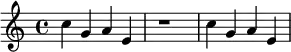 {\set Staff.midiInstrument = #"Tubular Bells" c''4 g' a' e' r1 c''4 g' a' e'}