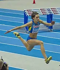 Olha Saladucha, dreifache Europameisterin (2010/2012/2014),2011 Weltmeisterin, 2013 WM-Dritte und2012 Olympiadritte, musste hier mit Platz sechs zufrieden sein