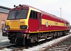 Eine 'Class 92' Lokomotive der EWS, genannt 'Victor Hugo'