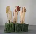 Jana, Freya, Nike (#965, #968, #966) Holz farbig gefasst, Höhe ca. 150 cm, 2011