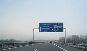 Die A 20 in Richtung Stralsund kurz vor dem Kreuz