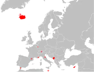 Lage der Mitgliedsstaaten in Europa
