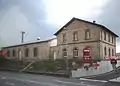 Lokschuppen mit Verwaltungsgebäude der großherzoglichen hessischen Staatsbahn