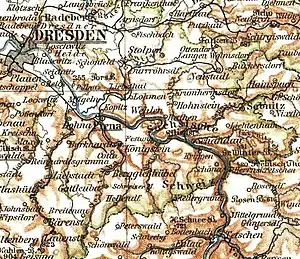 Lage der Amtshauptmannschaft Pirna 1895