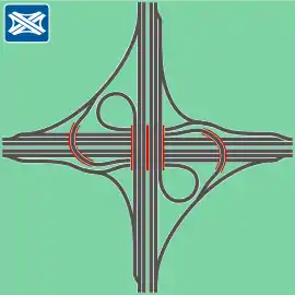 Autobahnkreuz MischbauformKleeblatt-Windmühle