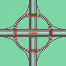 Kreisverkehr als Autobahnkreuz