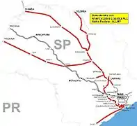 Streckenplan der ALLMP – América Latina Logística Paulista S.A.