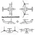 AgustaWestland AW609 in einer Mehrseitenansicht
