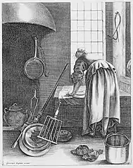 Blatt 5: Schoonmakende vrouw (dt. Frau beim Saubermachen)