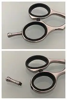 Fingerhaken einer Haarschneideschere zum An- oder Abschrauben