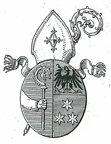 Abtswappen von Raymundus Regondi von Altenburg (1681–1715) nach älterem Brauch