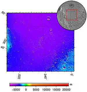 Topografische Karte der Region Acidalia Planitia