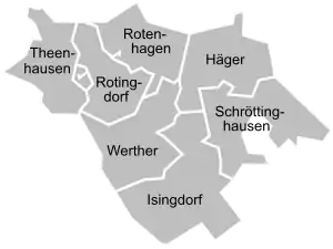 Administrative Gebietsgliederung des Amtes Werther