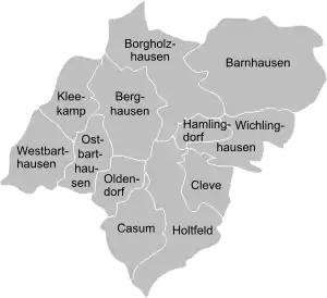 Administrative Gebietsgliederung des Amtes Borgholzhausen
