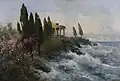 Mediterrane Landschaft mit antikem Tempel