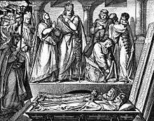 Adolf Ehrhardt: Beisetzung beider Könige 1309 im Speyerer Dom (historisierend, 1860)